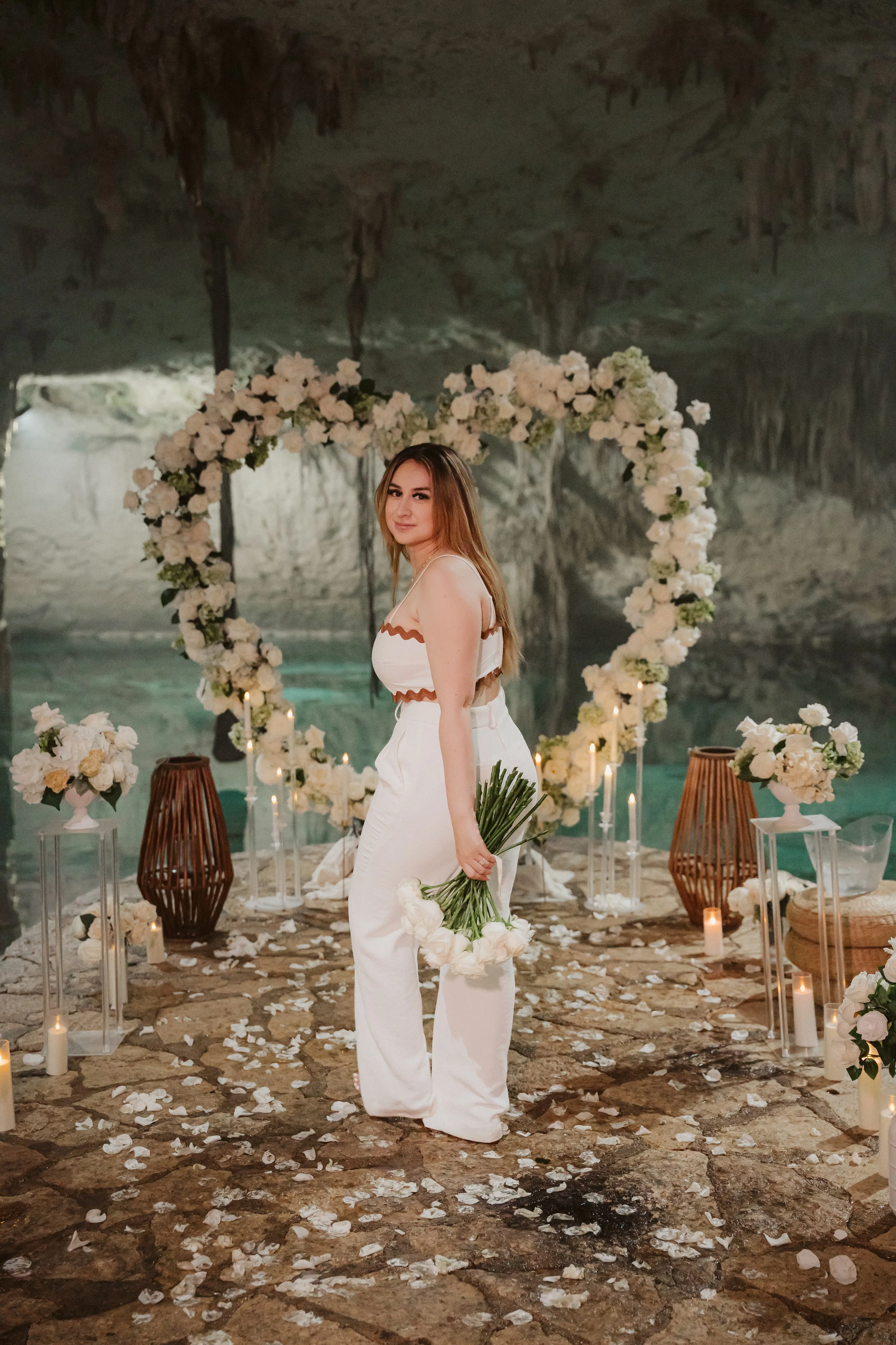 Intimate cave ceremony with natural lighting