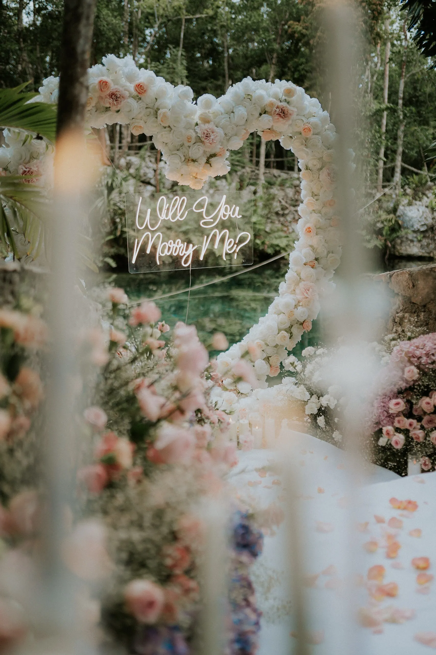 Magical cave proposal with natural spotlight