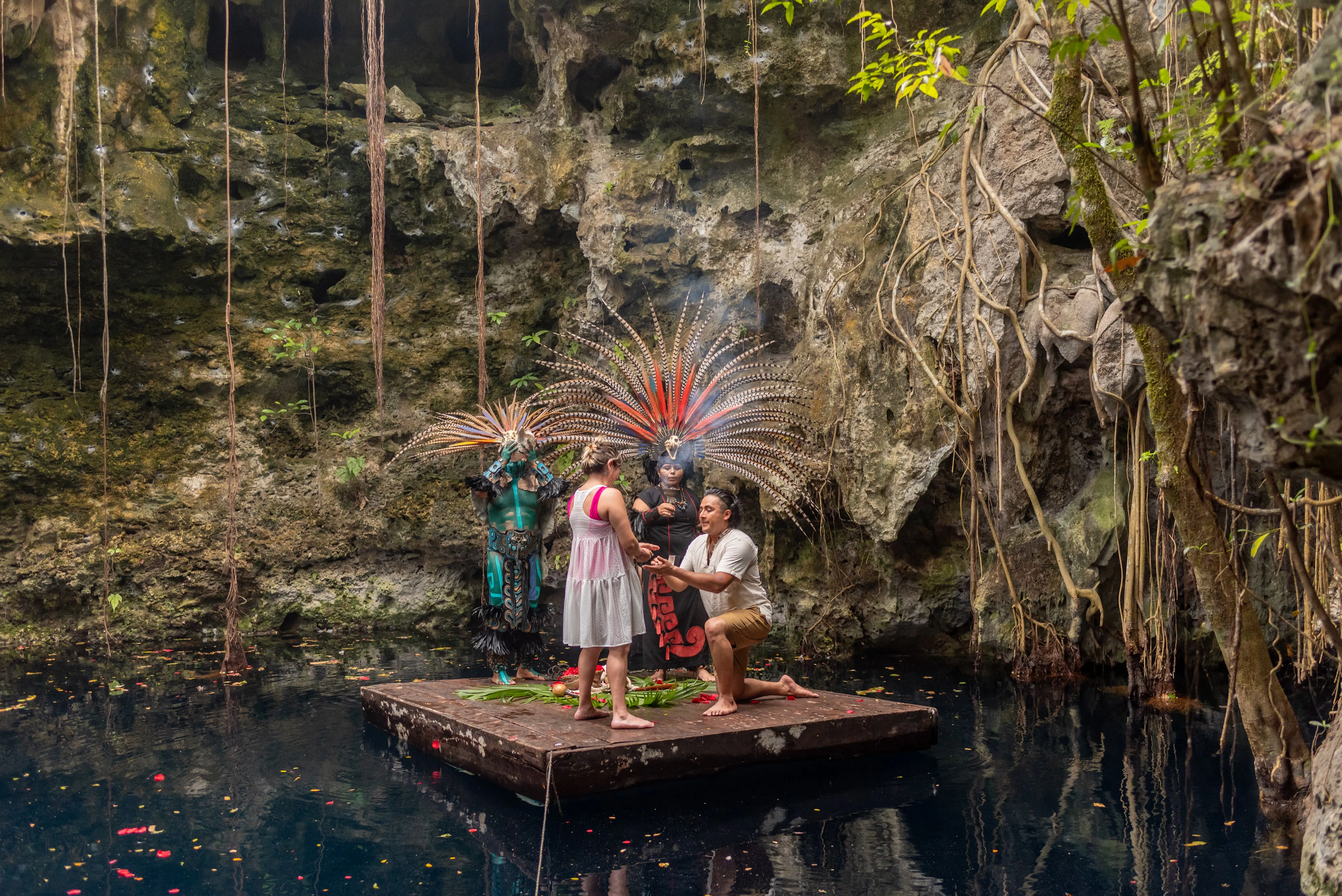 Romantic cave engagement